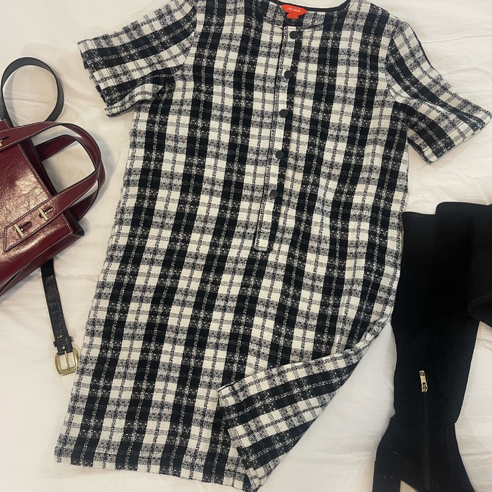 Joe Fresh Black and White Plaid Midi Dress